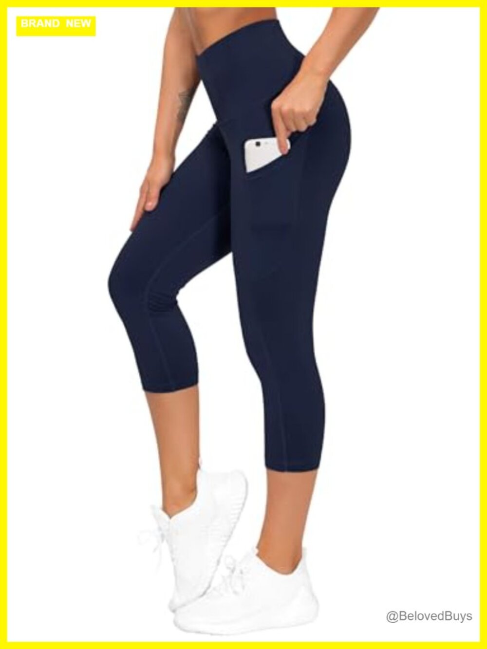 High Waist Capri Yoga Pants Tummy Control Leggings with Pockets
